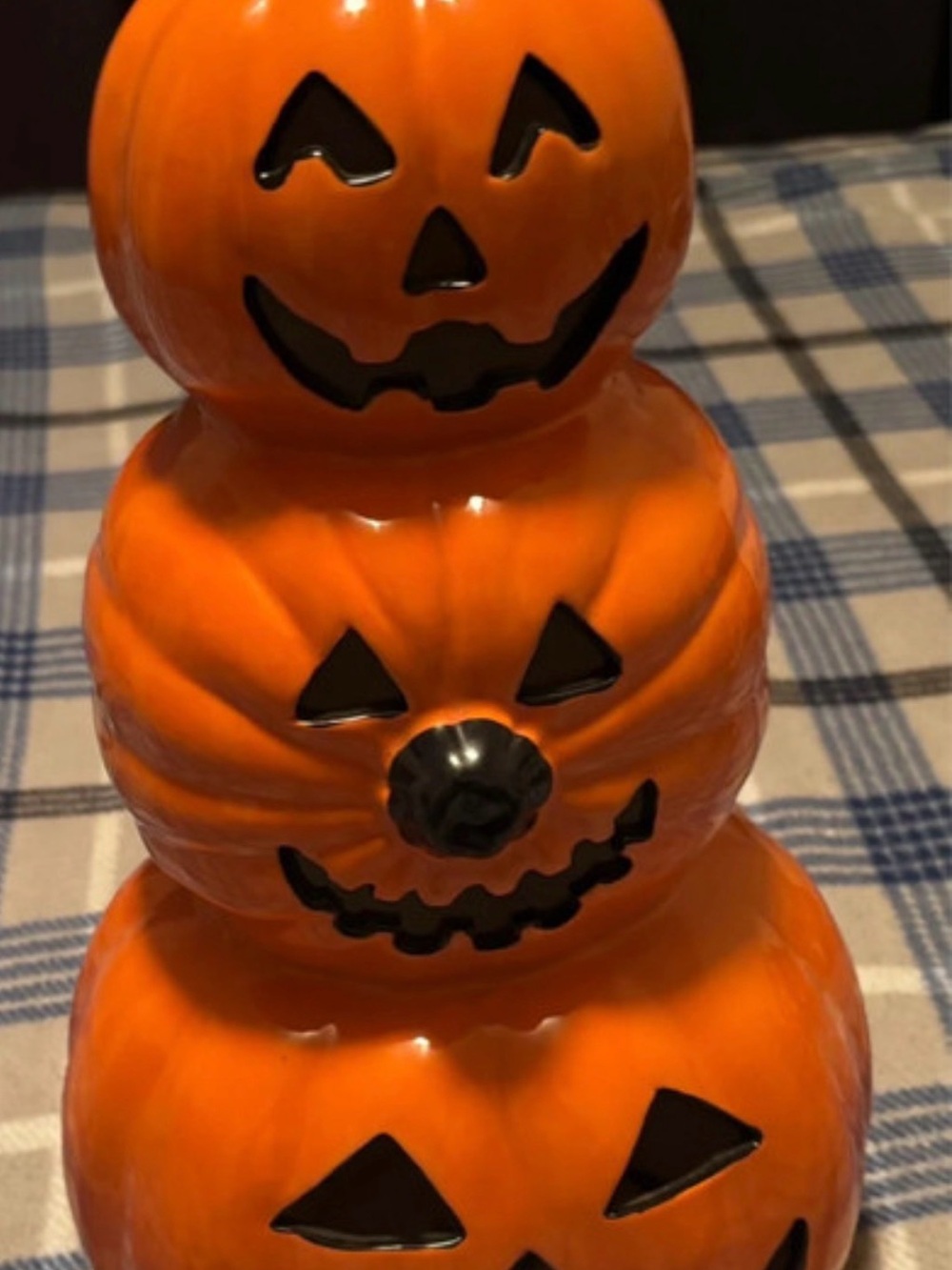 T.J.Maxx Orange Ceramic Triple Jack-O'-Lantern Stack